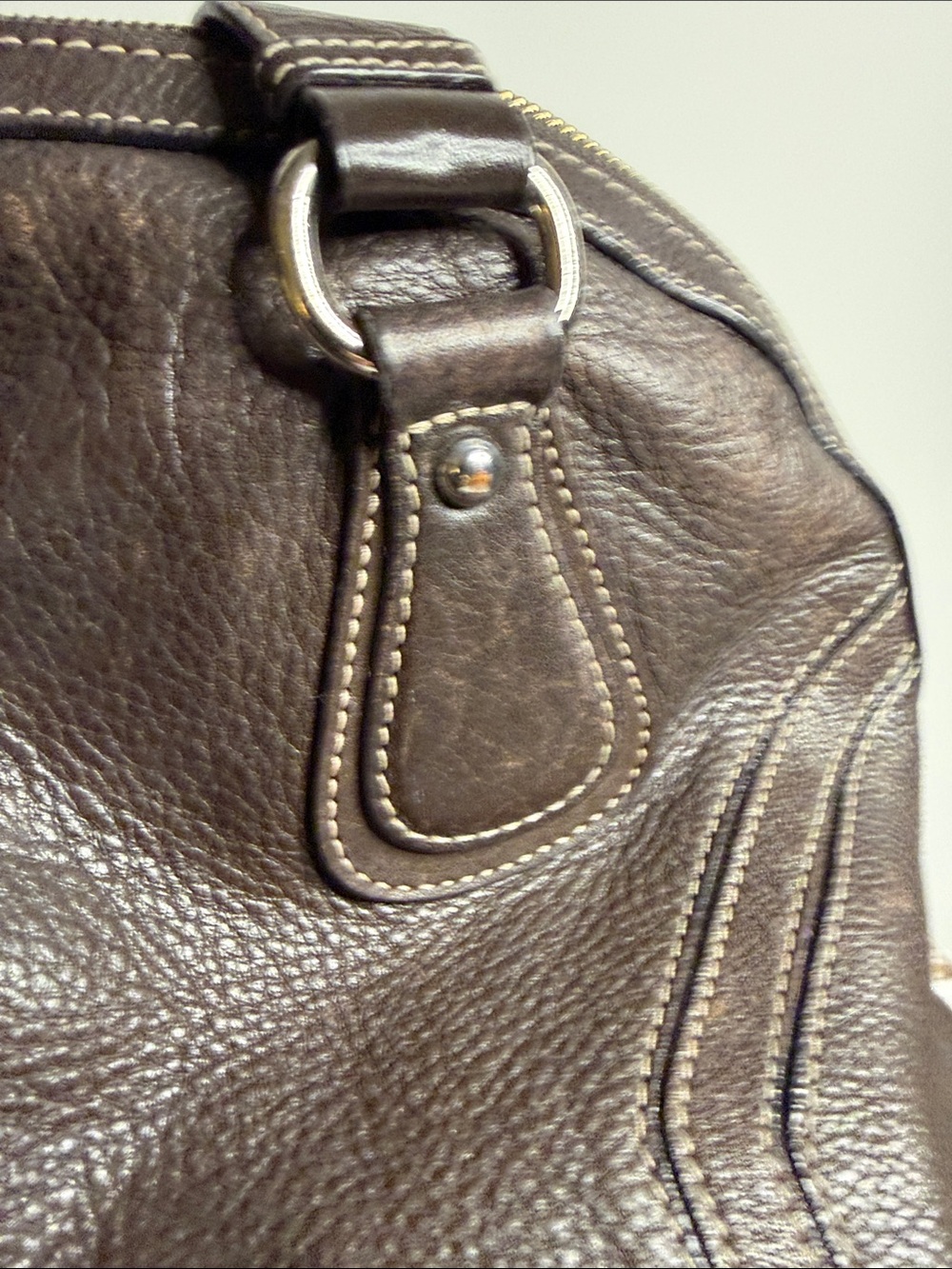 Danier Dark Brown Leather Satchel with Metal Logo Plate - Picture 8 of 16